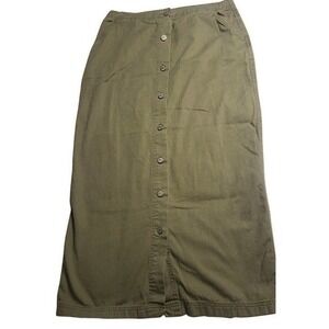 VTG Johnathon Logan 100% cotton Skirt size 10 olive green  BUTTON DOWN 337
